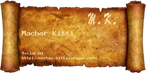Macher Kitti névjegykártya